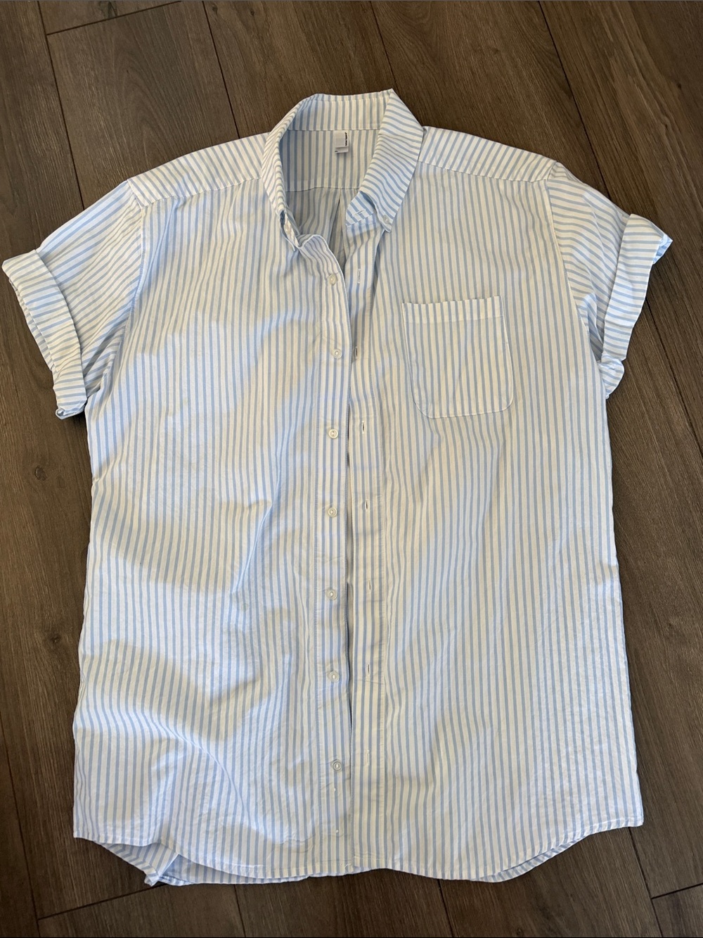 Men's American Aparel Light Striped Short Sleeve Button-Up Shirt